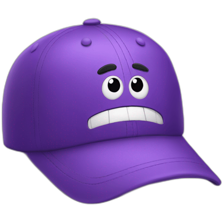 purple baseball hat with a text that says happy emoji