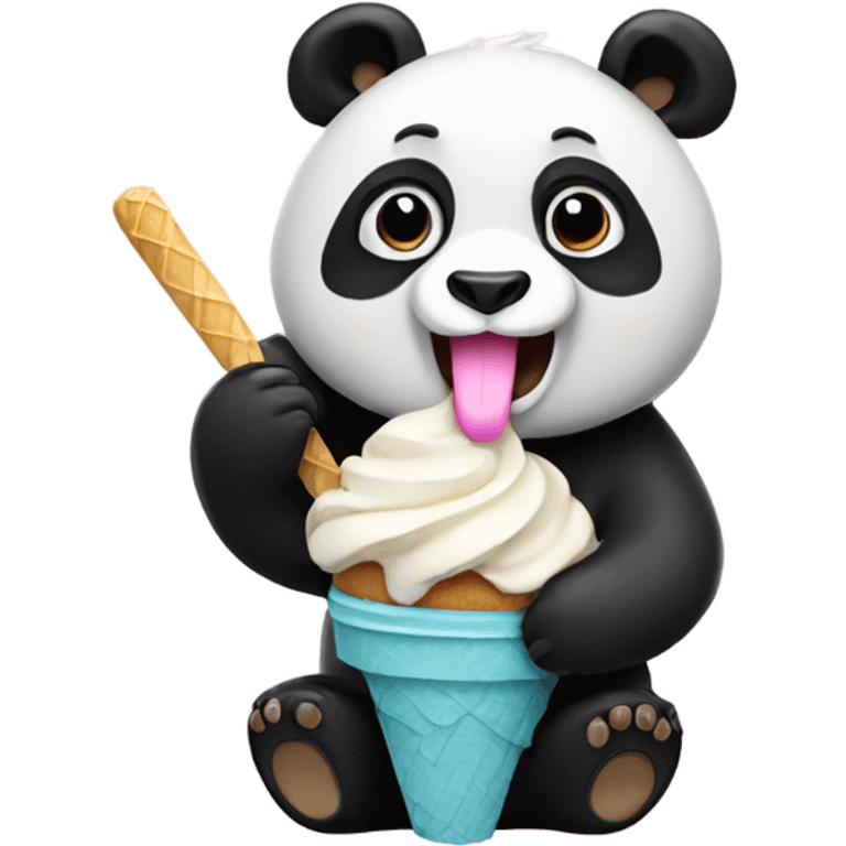 Panda eating ice cream emoji