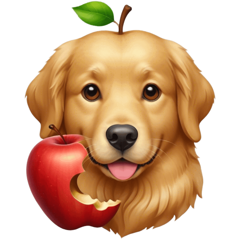 Golden retrieverrr head inside of an apple emoji