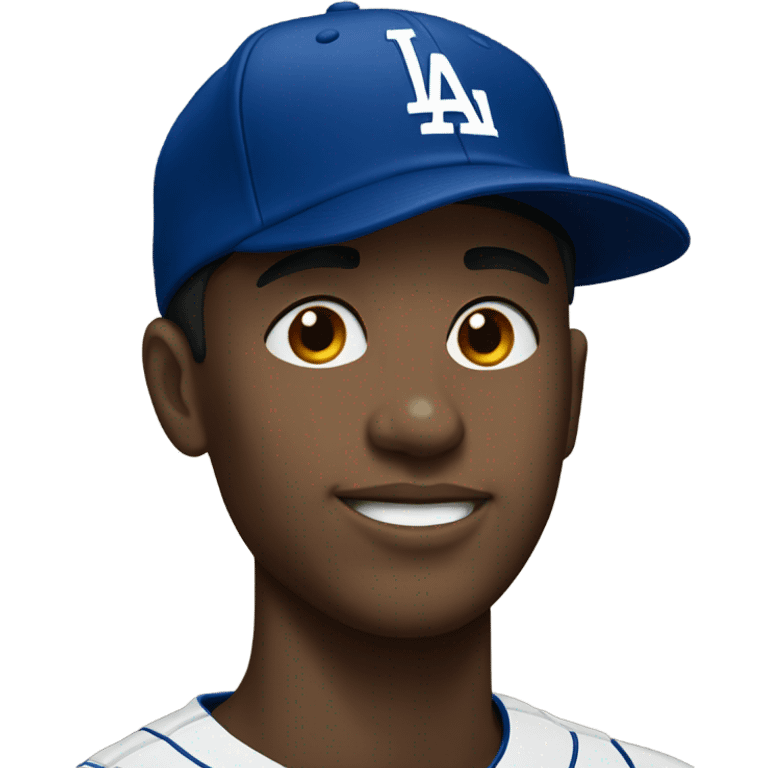 portrait of a young man wearing a dodgers hat emoji