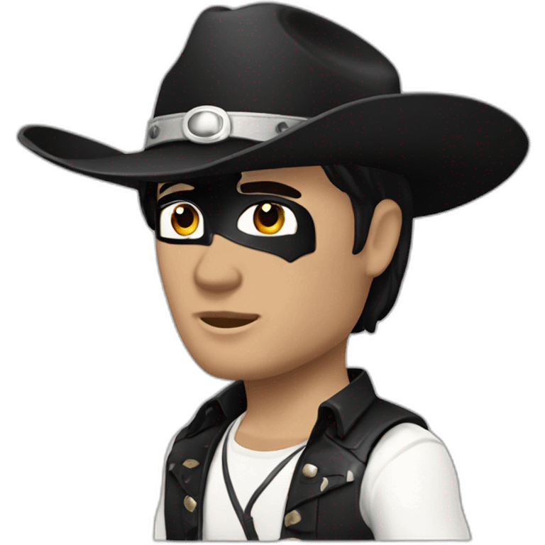 the lone ranger white cowboy hat short black hair black eye mask emoji