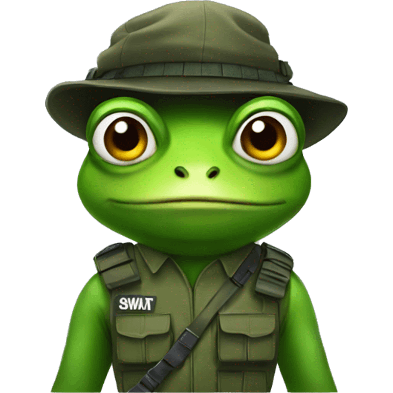 frog wearing in swat costume  emoji