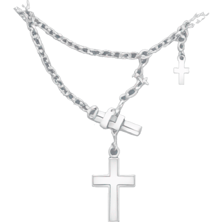 long silver earring chain with a cross emoji