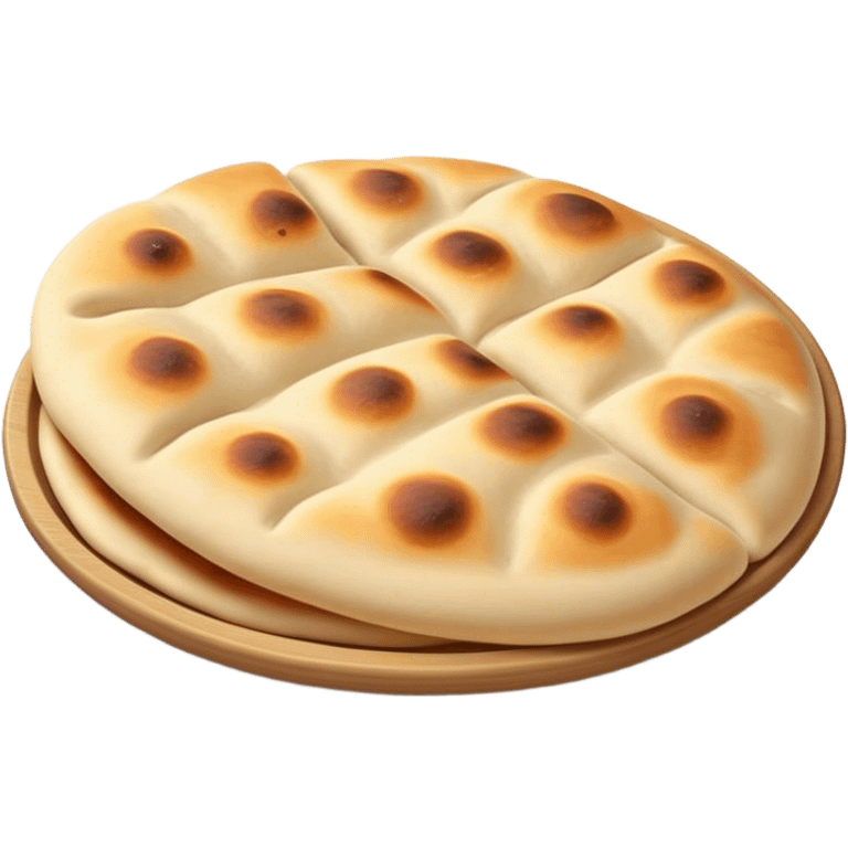 Cinematic Realistic Naan Bread Dish Emoji, showcasing soft, fluffy naan brushed with butter rendered with lifelike detail and inviting, warm lighting. emoji