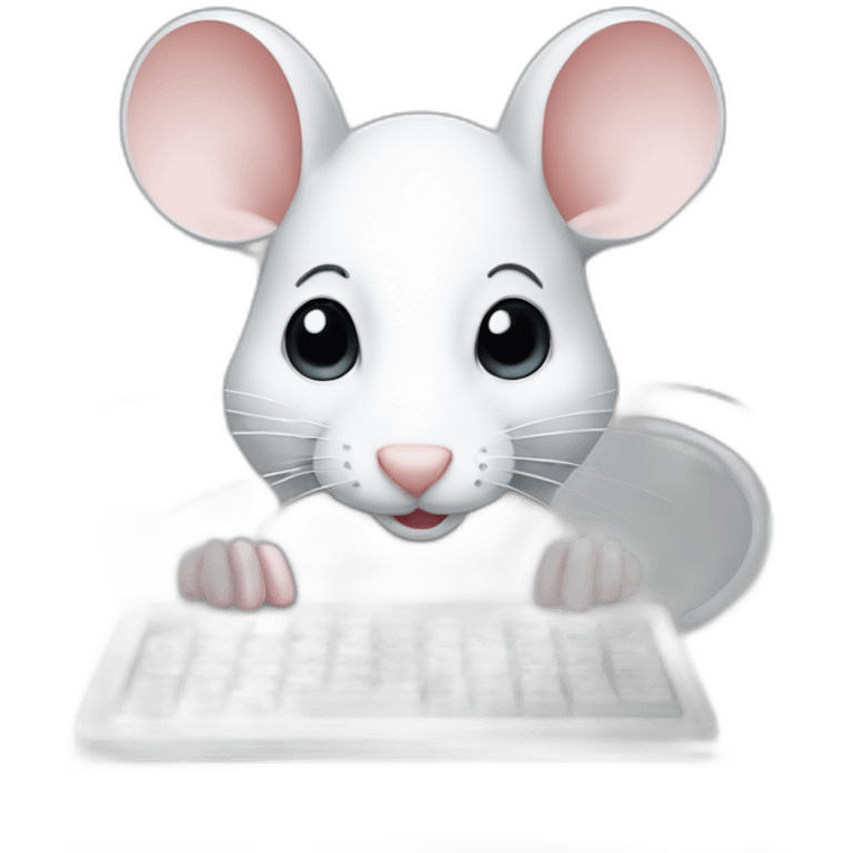 White mouse typing PC emoji