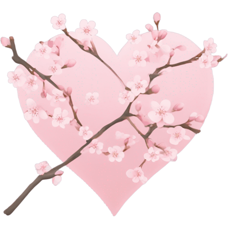 Pastel pink heart with Cherry Blossom leafs emoji