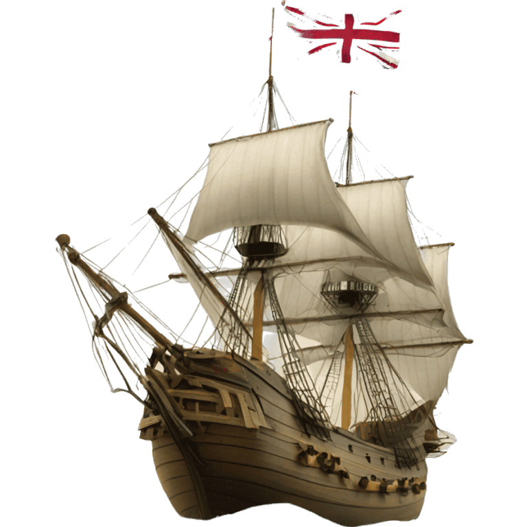 mayflower ship with the Grand Union Flag emoji