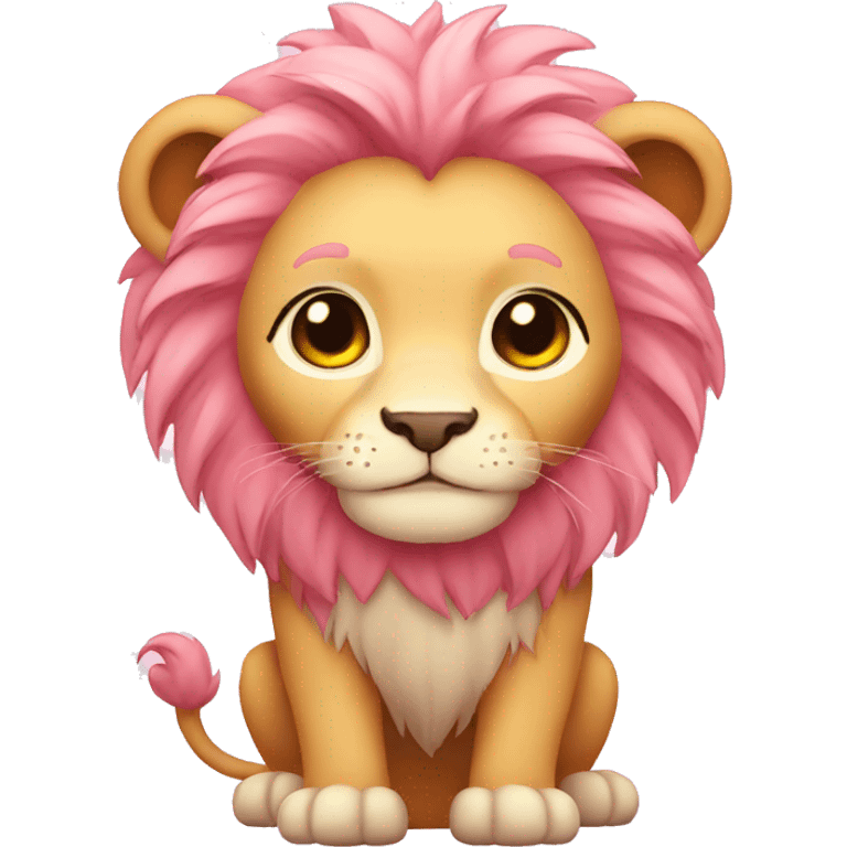 Pink Chibi Cartoon Lion emoji