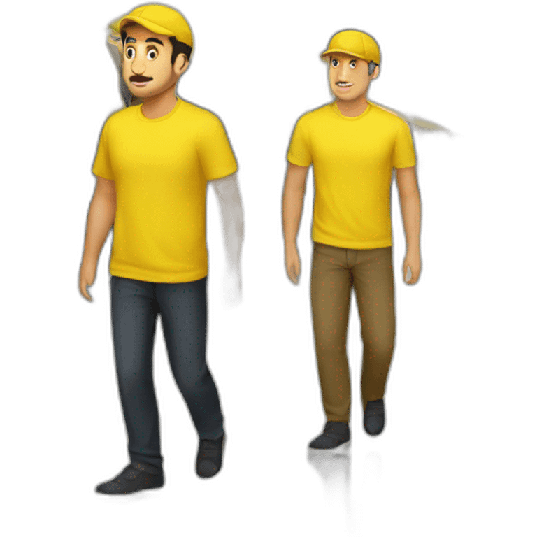 Armenian men in yellow clothing in public trasnport emoji