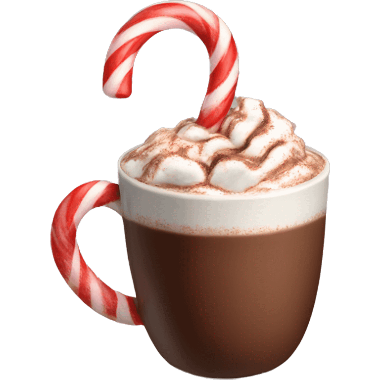 Hot chocolate with a candy cane emoji