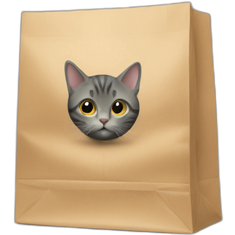 Cat hides in shopping bag emoji