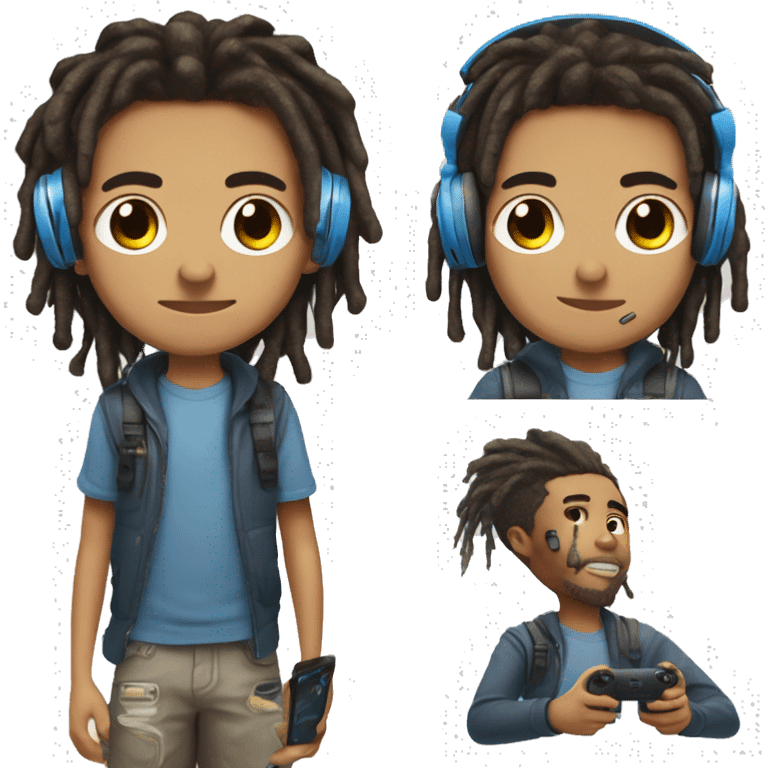 Lightskin Boy With Dreads with headset on head and ps5 controller in hand emoji