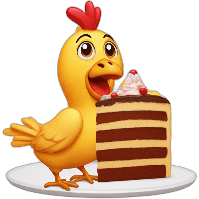 Chicken eating cake emoji