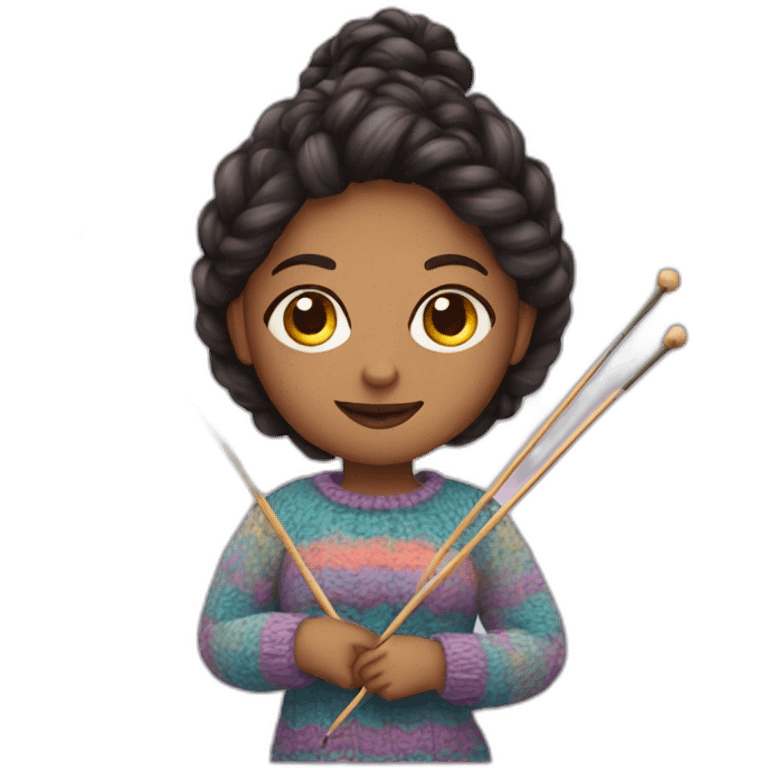 a girl with knitting needles emoji