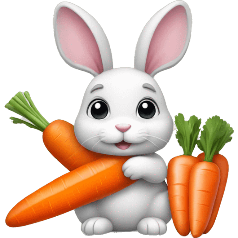 Cute bunny with carrot emoji