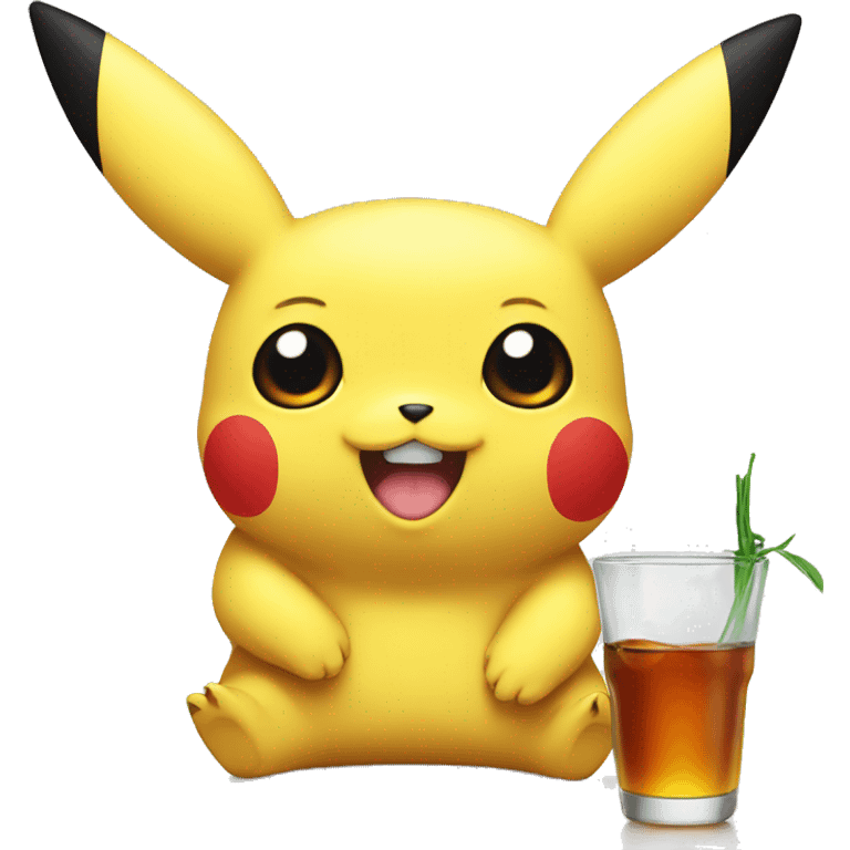 Pikachu drinking soju emoji