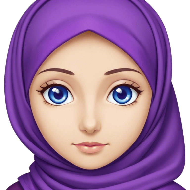 Turkish beautiful finish Konya girl blue eyes with purple color and ramadan design hijab  emoji