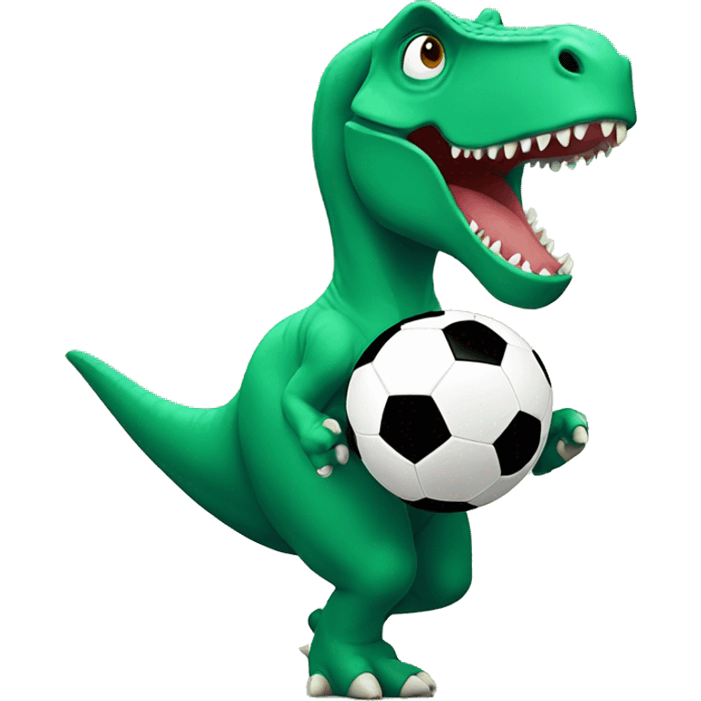 Dinosaur playing soccer emoji