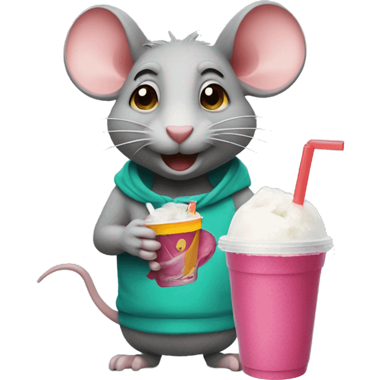 Rat holding a slurpee emoji