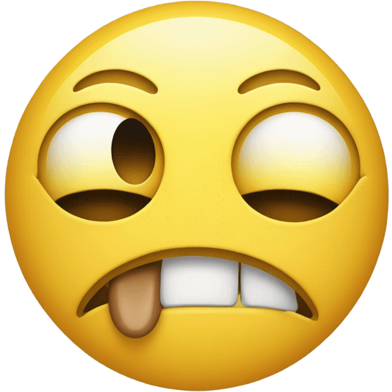 Yellow round emoji with one eye fully opened, but another eye half closed like he was cringed out, with a straight mouth emoji