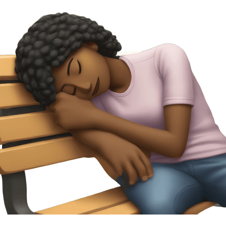 Girl asleep on park bench emoji