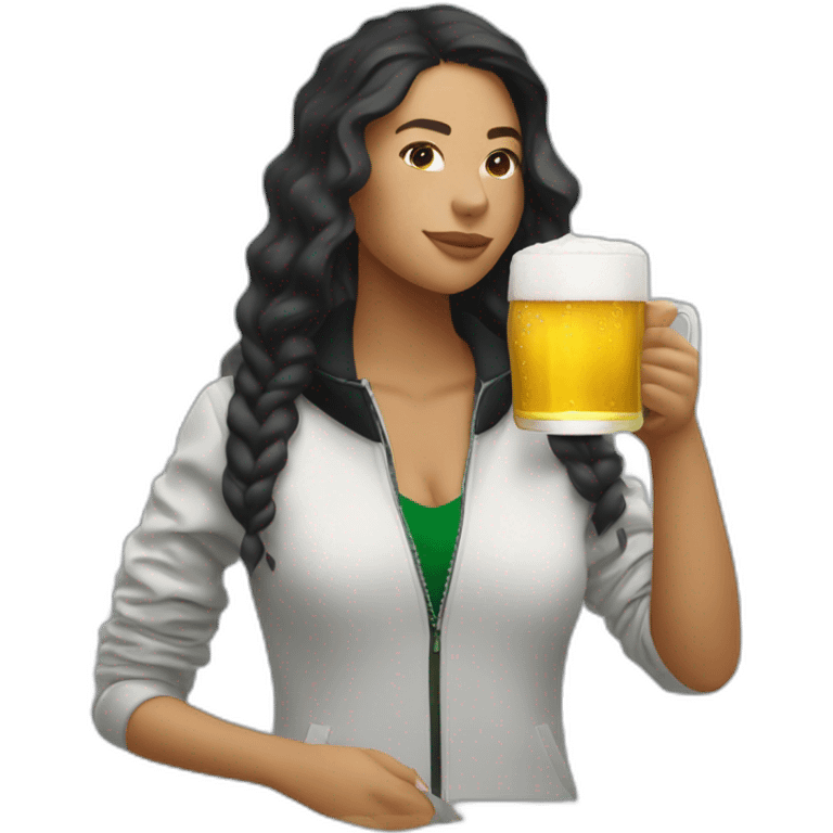 Lacoste latin friends woman drinking beer with black windbreaker emoji