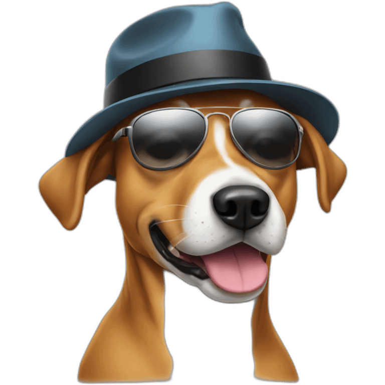 Dog with hat and sunglasses emoji