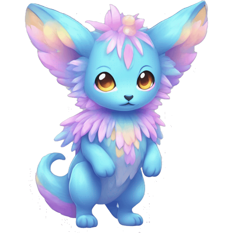 Shiny Shy Cool Colorful Pastel beautiful fantasy Kawaii Ethereal Sona Fakemon-animal Full Body emoji