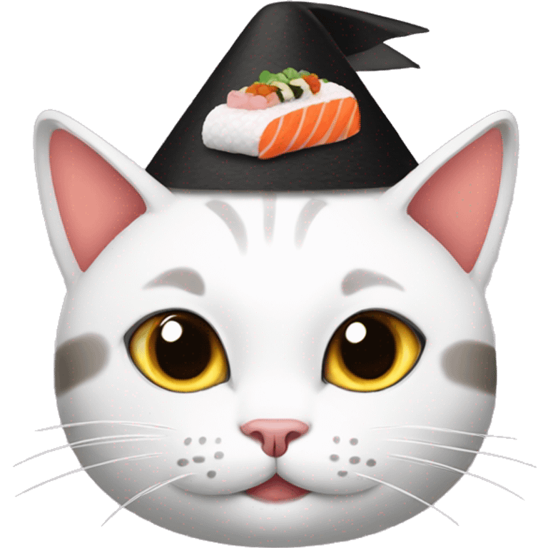 cat wearing sushi as a hat emoji