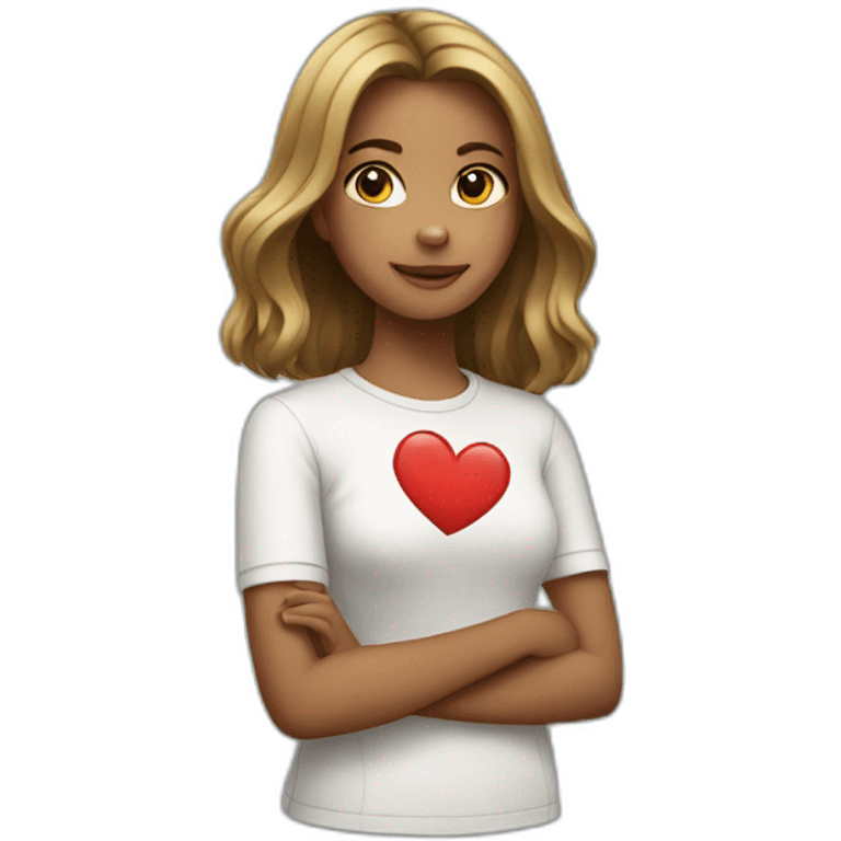 Girl with shoulder length hair showing heart emoji