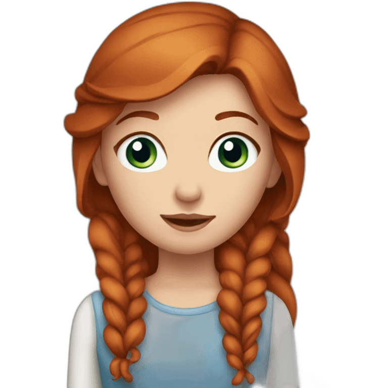 Red haired Girl blue eyes with brown horse emoji