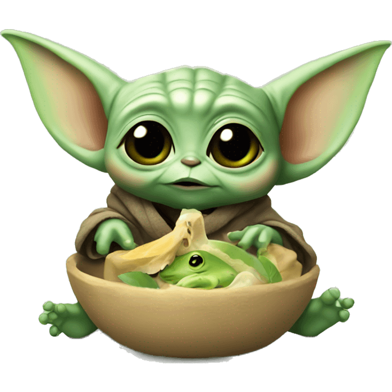 baby yoda eating a frog  emoji