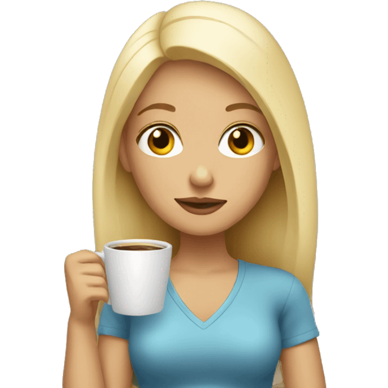 blonde girl drinking coffee emoji