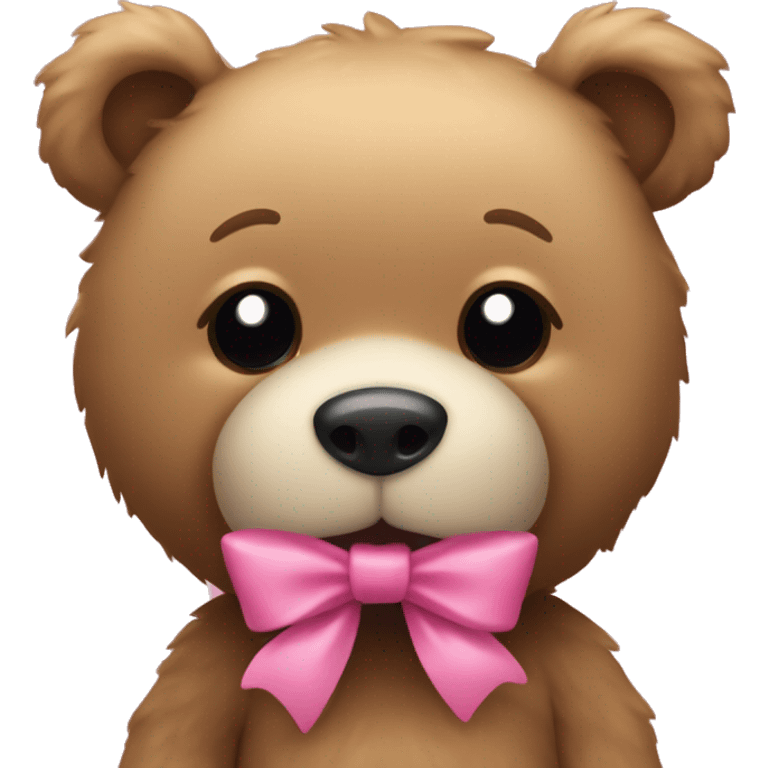 Teddy bear with pink bow paws on mouth  emoji