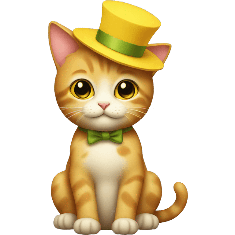 Cat with small yellow bow hat emoji