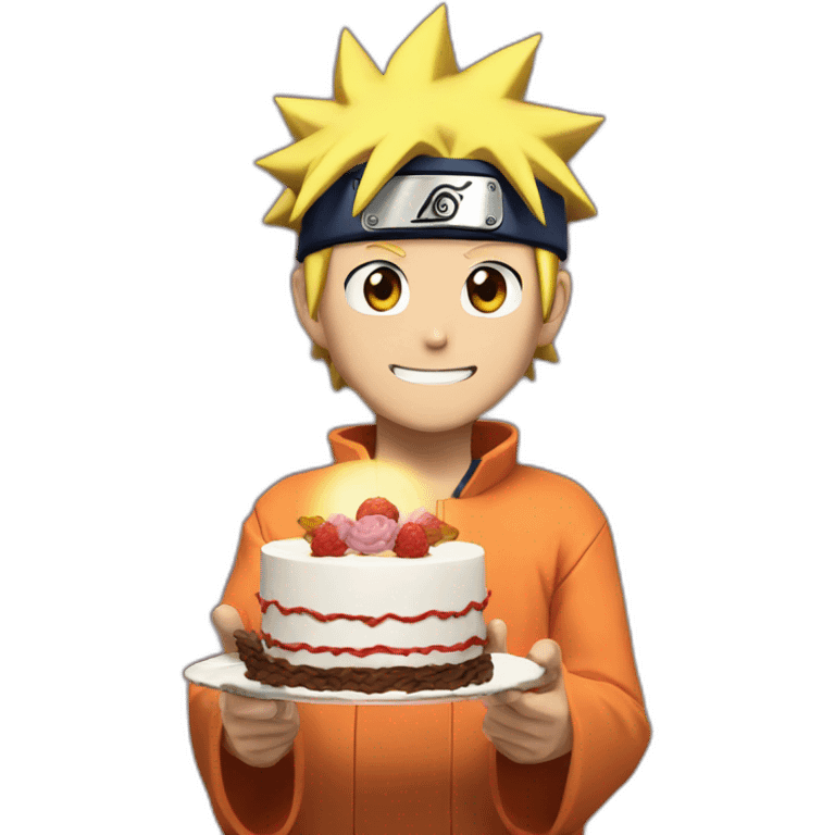 Naruto with a cake emoji