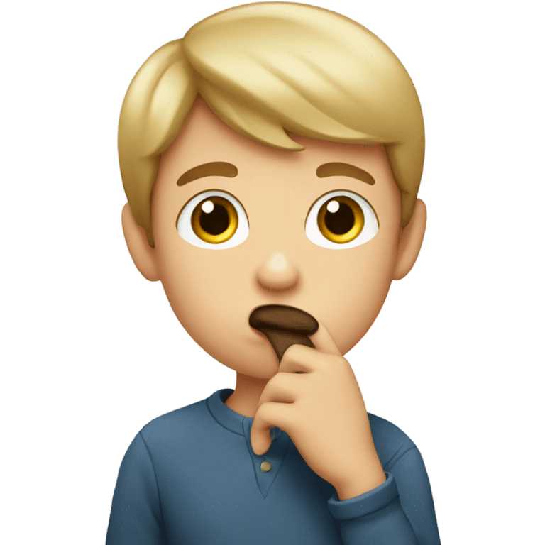 a boy of European appearance covers his mouth with his hand emoji