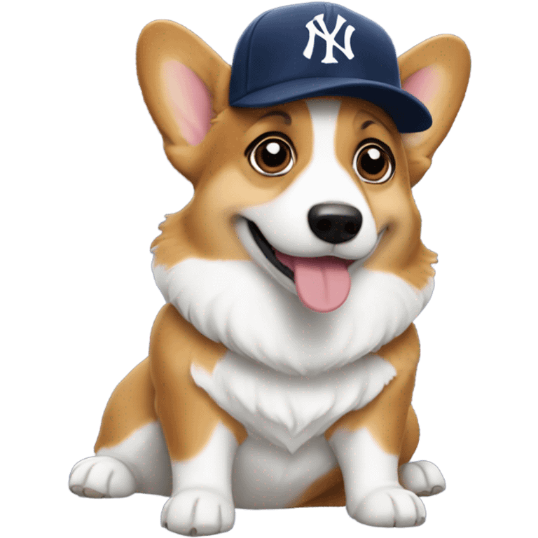 Corgi wearing a Yankees hat emoji