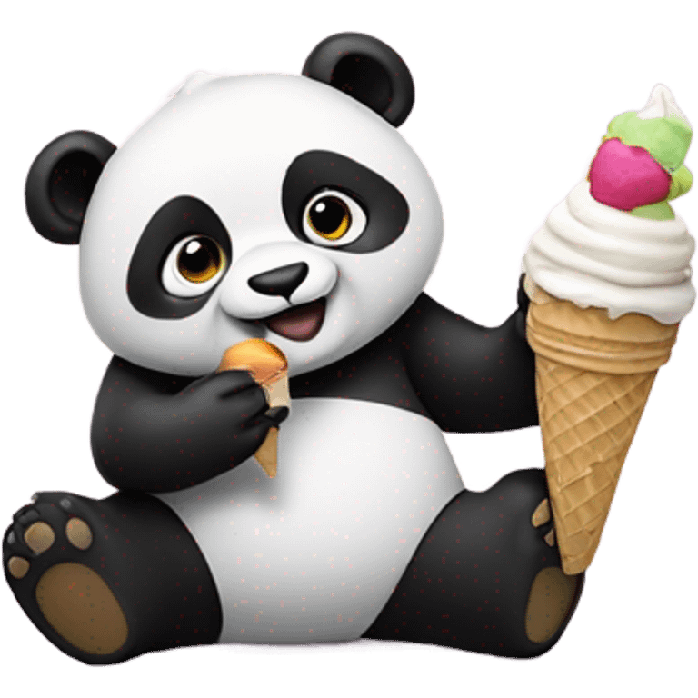 Panda eating ice cream emoji