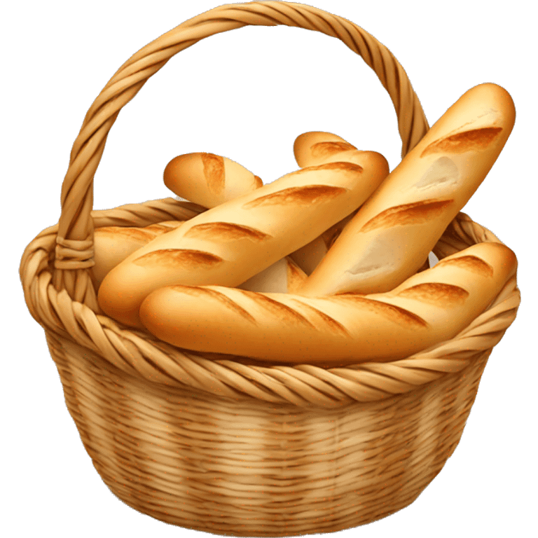 Basket of baguettes with bow emoji