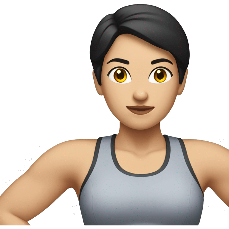 Caucasian woman with short black hair working out  emoji