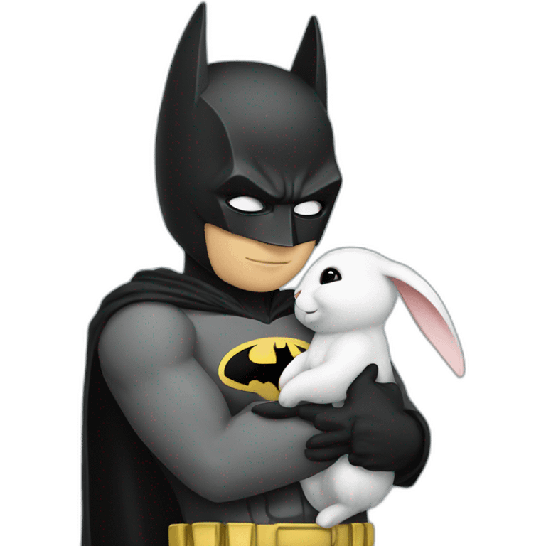 batman hugs a rabbit emoji