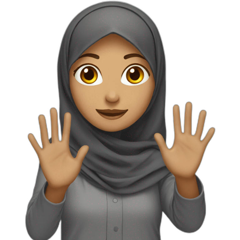 A muslim girl wave her hand emoji