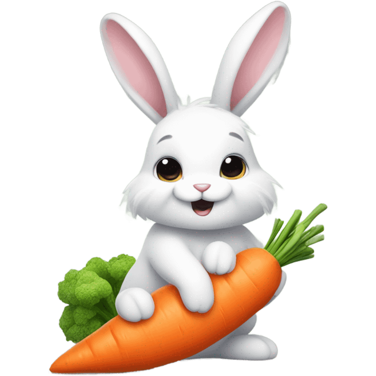 bunny eating a very large carrot  emoji