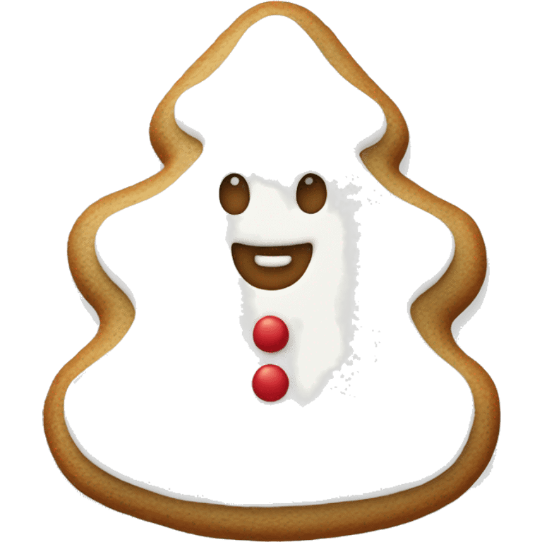 white frosted gingerbread cookie shaped like a christmas ornament emoji