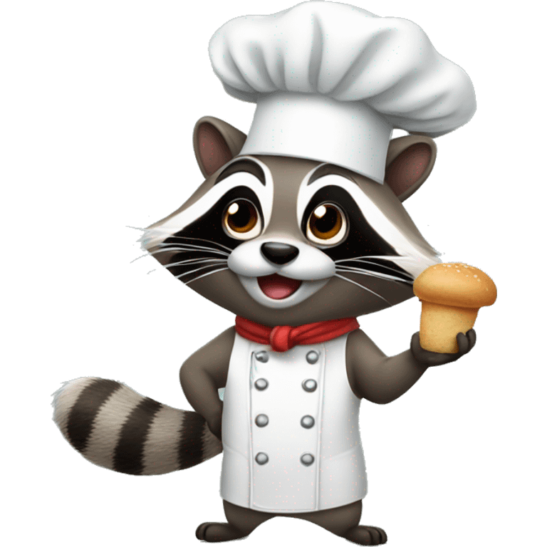 racoon with chef hat doing chef kiss gesture emoji