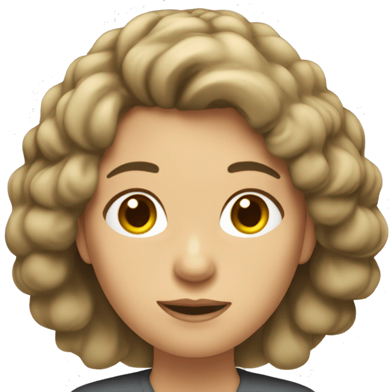 Mujer piel blanca, pelo rizo largo y estudiante  emoji