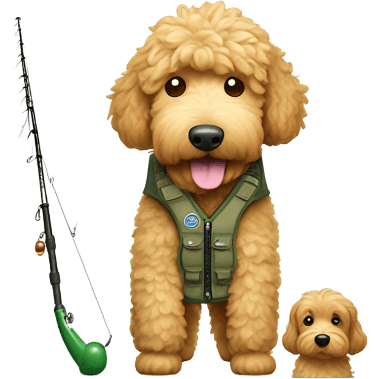 Golden doodle fishing gear emoji