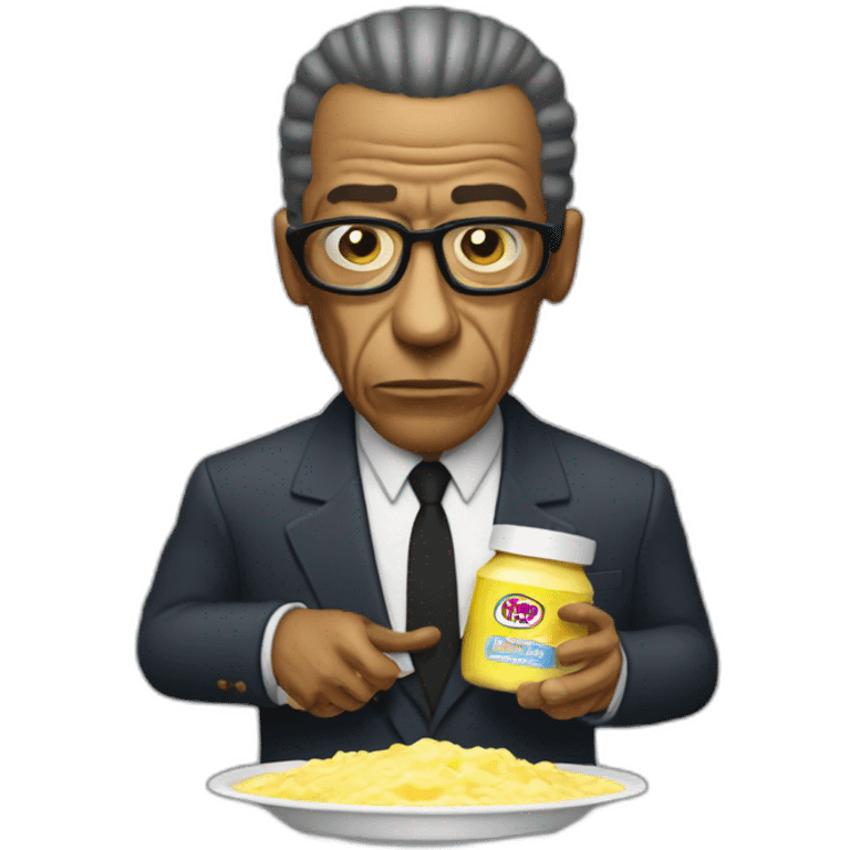 Angry Gus fring holding mayonnaise titled "Mayonnaise" emoji