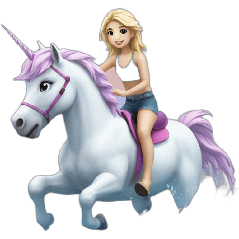 Girl-riding-rainbow-unicorn-in-water-frozen-cube emoji